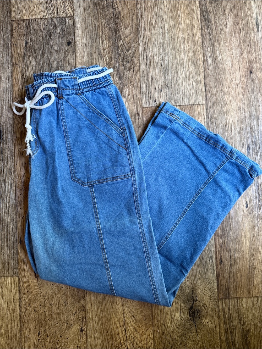 Men's Blue Drawstring Denim Jeans